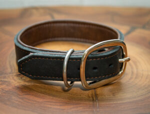 Lederhalsband - schwarz/dunkelbraun - breit – Bild 3