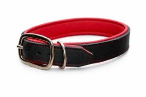 Lederhalsband - schwarz/rot