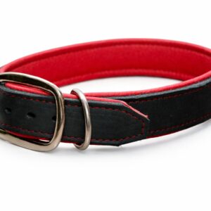Lederhalsband - schwarz/rot