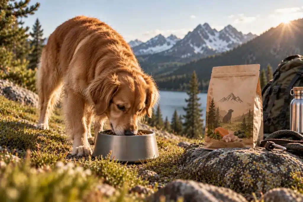 Hund mit Trockenfutter