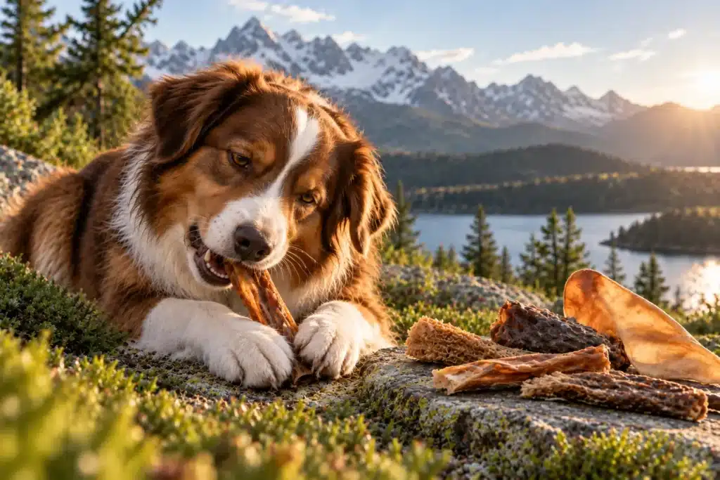 Hund mit Kaustange
